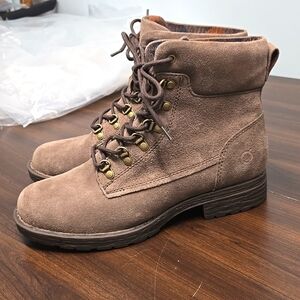 Born Size 8 Grey Brown Leather Lace Up Ankle Boots